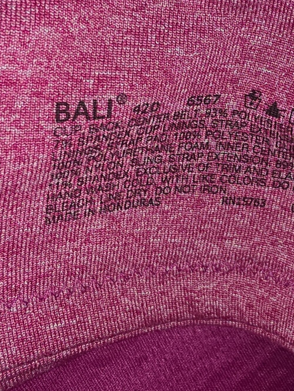 Bali Women's Active Classic Coverage Bra Style6567 Size 42 D EUC Fuchsia Heather - Picture 4 of 6